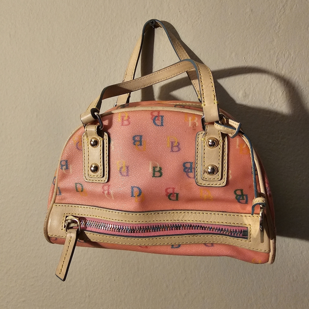 Vintage Dooney & Bourke Monogram Print Small Handbag